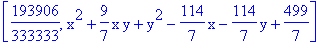 [193906/333333, x^2+9/7*x*y+y^2-114/7*x-114/7*y+499/7]
